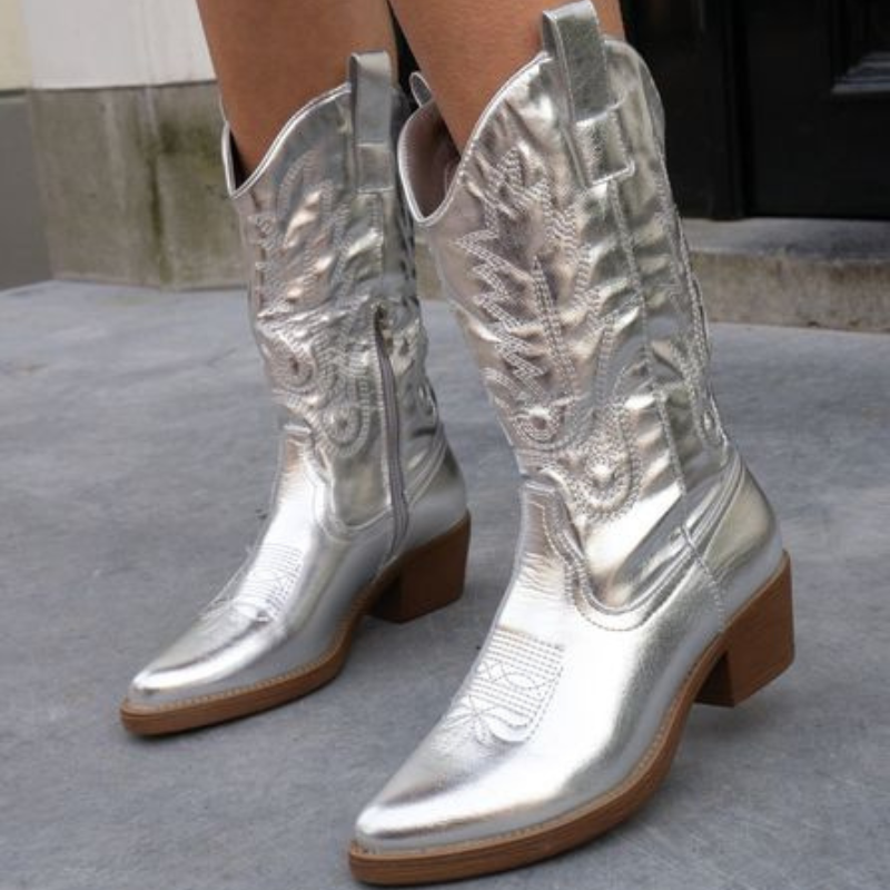 Metallic cowboylaarzen dames met zachte voering en stevige zool 3