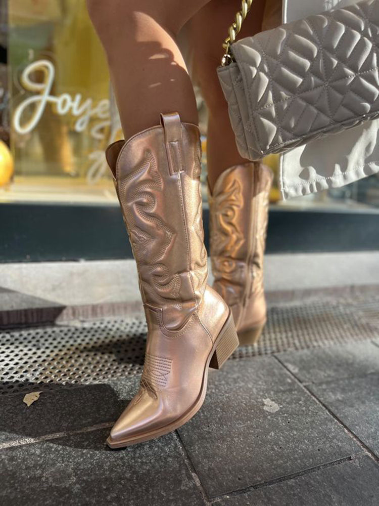 Metallic cowboylaarzen dames met zachte voering en stevige zool 8