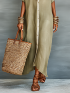 Coline - Maxi blousejurk met korte mouwen dames