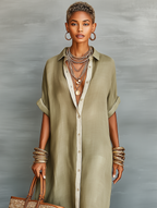 Coline - Maxi blousejurk met korte mouwen dames