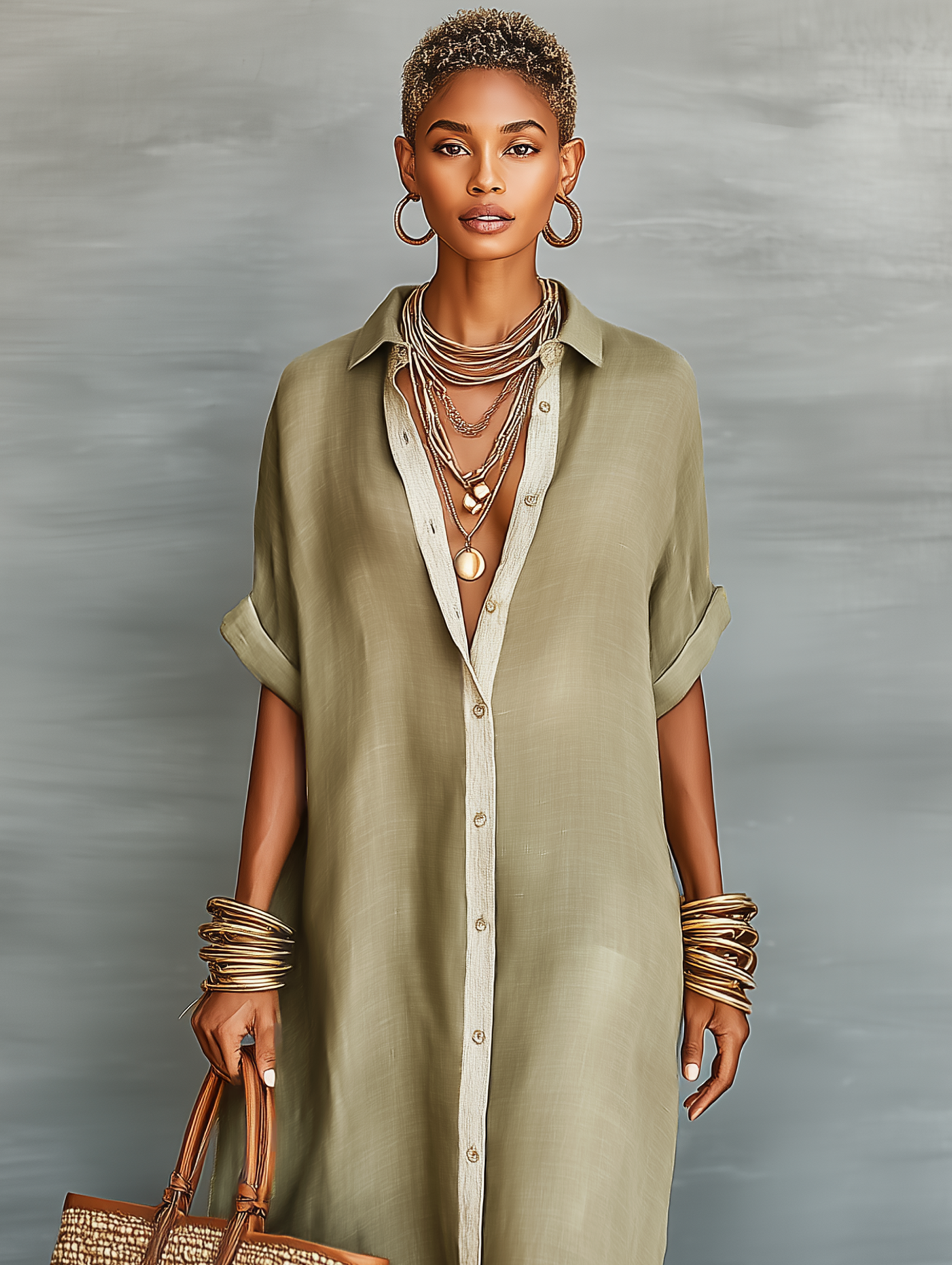 Coline - Maxi blousejurk met korte mouwen dames