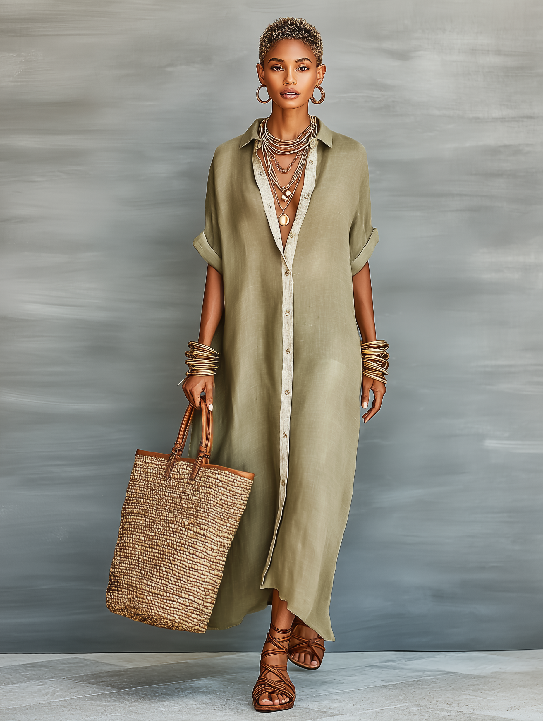 Coline - Maxi blousejurk met korte mouwen dames