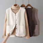 Mouwloos vest dames met knopen, voorzakken en rechte pasvorm voor herfst en winter 4