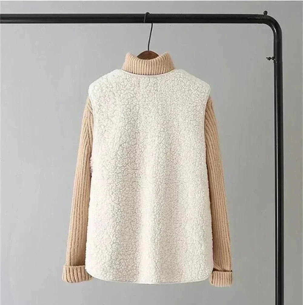 Mouwloos vest dames met knopen, voorzakken en rechte pasvorm voor herfst en winter 5