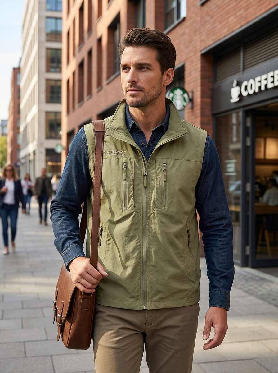Mouwloze bodywarmer heren met meerdere zakken 4