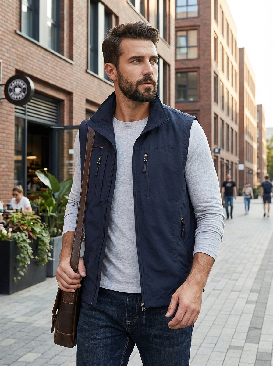 Mouwloze bodywarmer heren met meerdere zakken 6