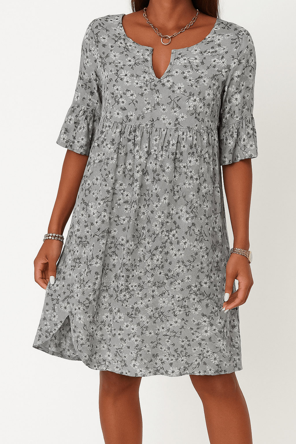 Florine - Midi jurk met bloemenprint dames
