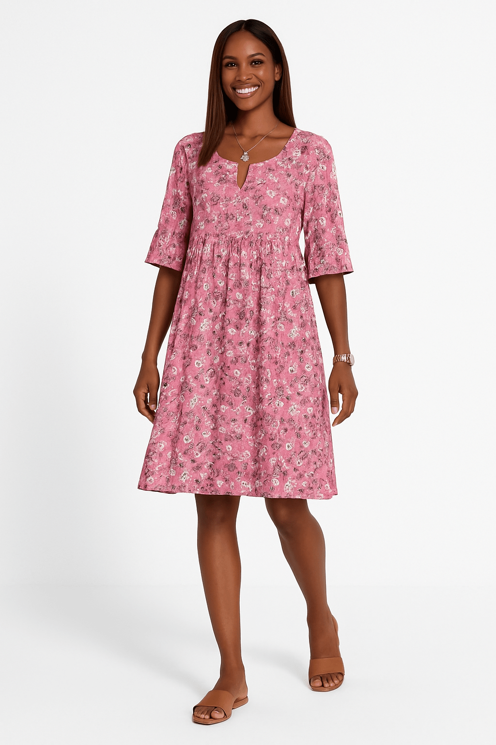 Florine - Midi jurk met bloemenprint dames