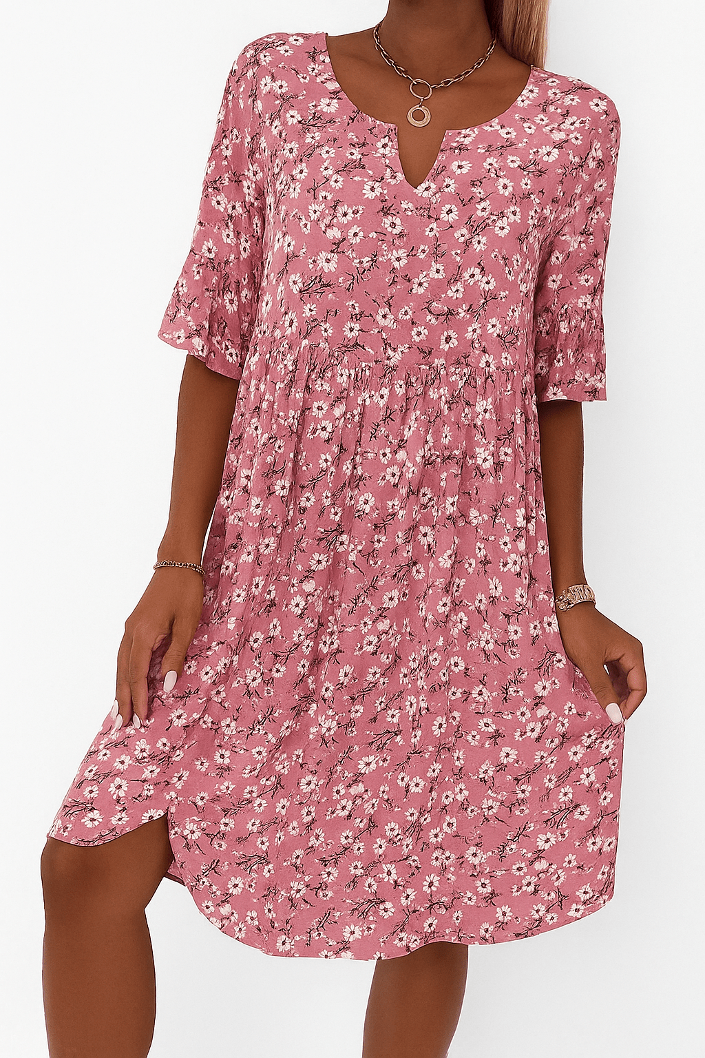 Florine - Midi jurk met bloemenprint dames