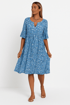 Florine - Midi jurk met bloemenprint dames