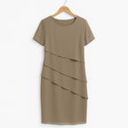 Apolline - Midi chiffon jurk met ruches dames