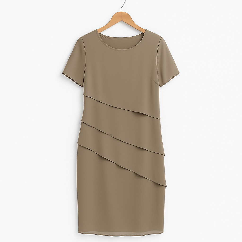 Apolline - Midi chiffon jurk met ruches dames
