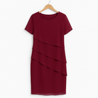 Apolline - Midi chiffon jurk met ruches dames