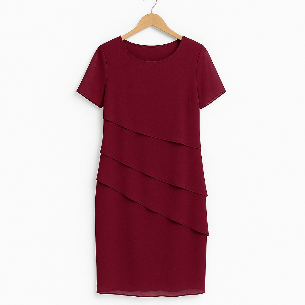 Apolline - Midi chiffon jurk met ruches dames