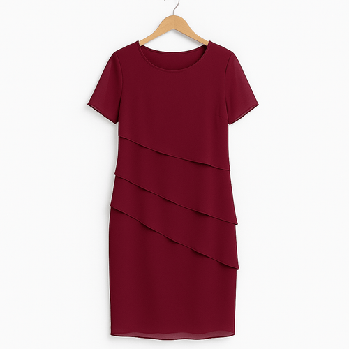 Apolline - Midi chiffon jurk met ruches dames