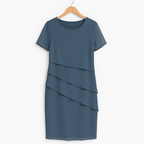 Apolline - Midi chiffon jurk met ruches dames