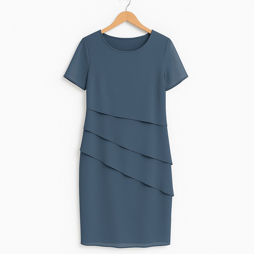 Apolline - Midi chiffon jurk met ruches dames