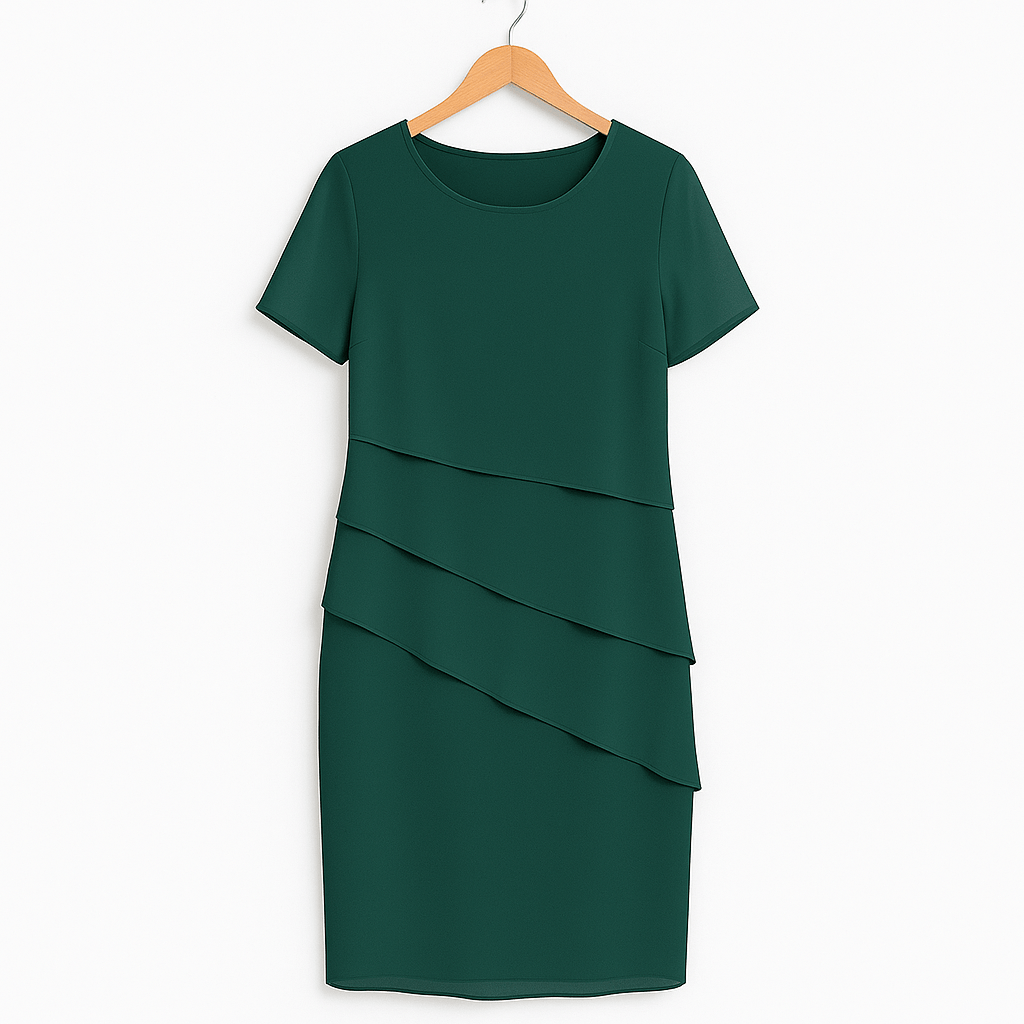 Apolline - Midi chiffon jurk met ruches dames