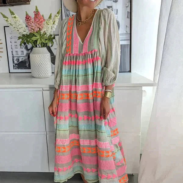 Salome - Midi jurk met losse pasvorm en opvallend design dames