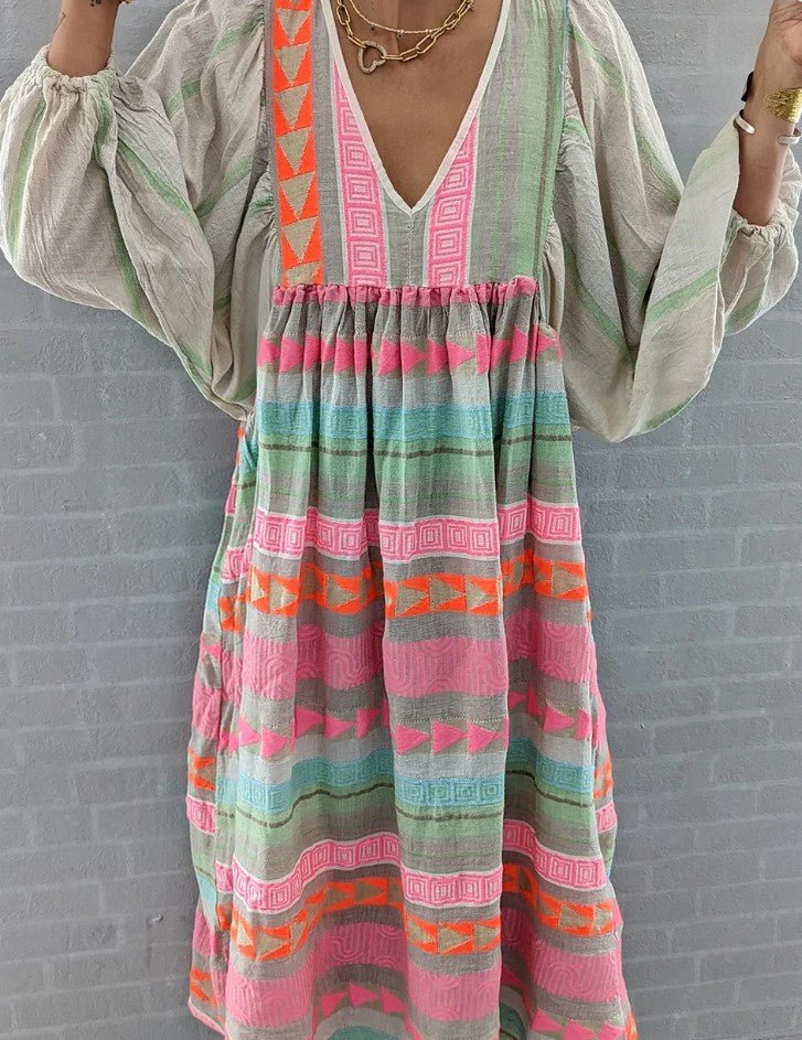 Salome - Midi jurk met losse pasvorm en opvallend design dames