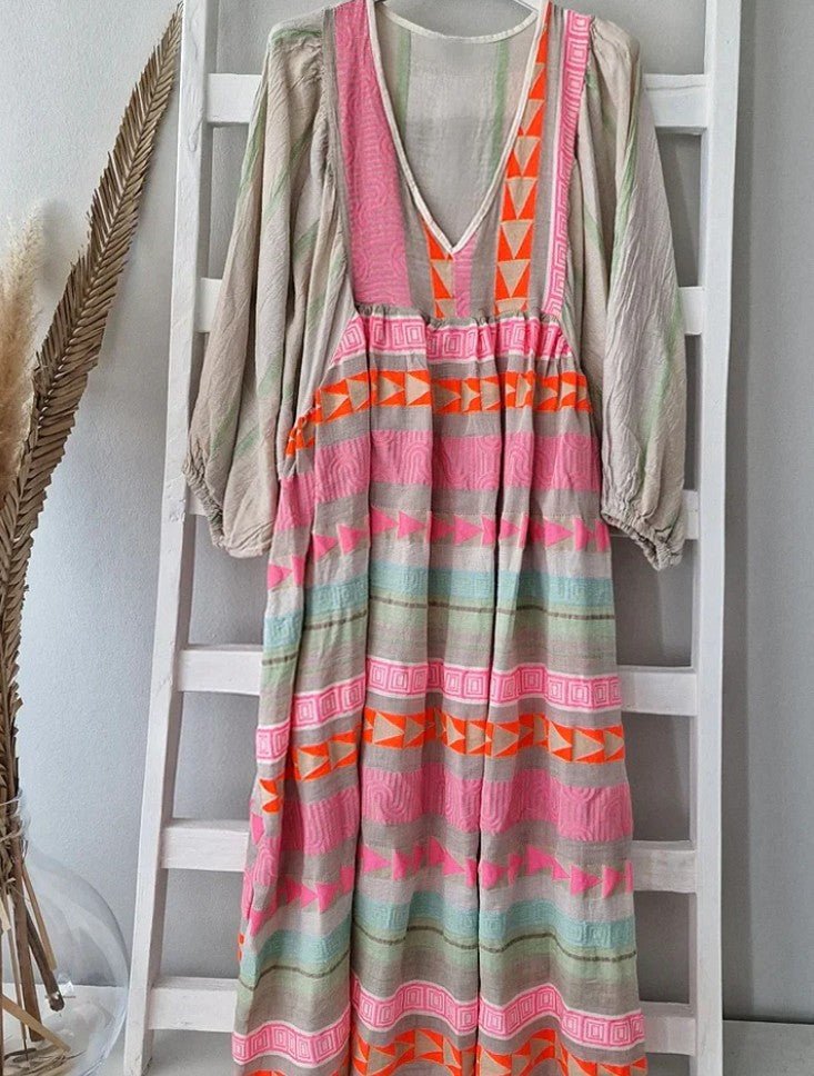 Salome - Midi jurk met losse pasvorm en opvallend design dames