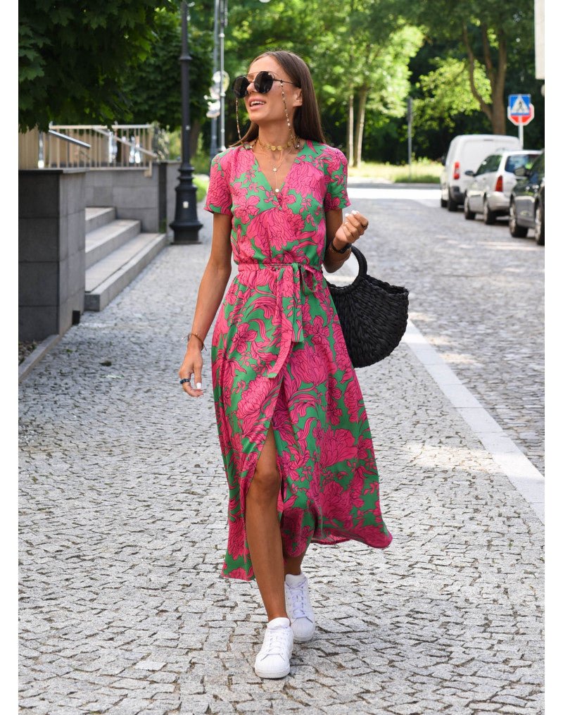 Noemie - Midi wikkeljurk met print dames