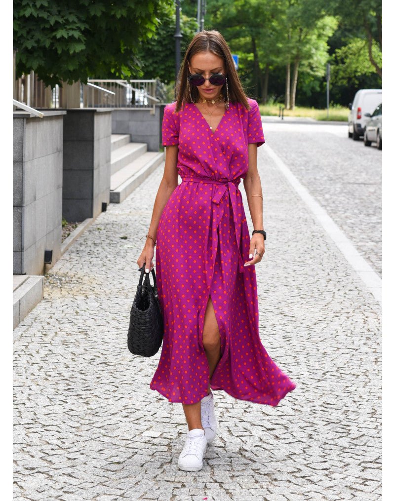 Noemie - Midi wikkeljurk met print dames
