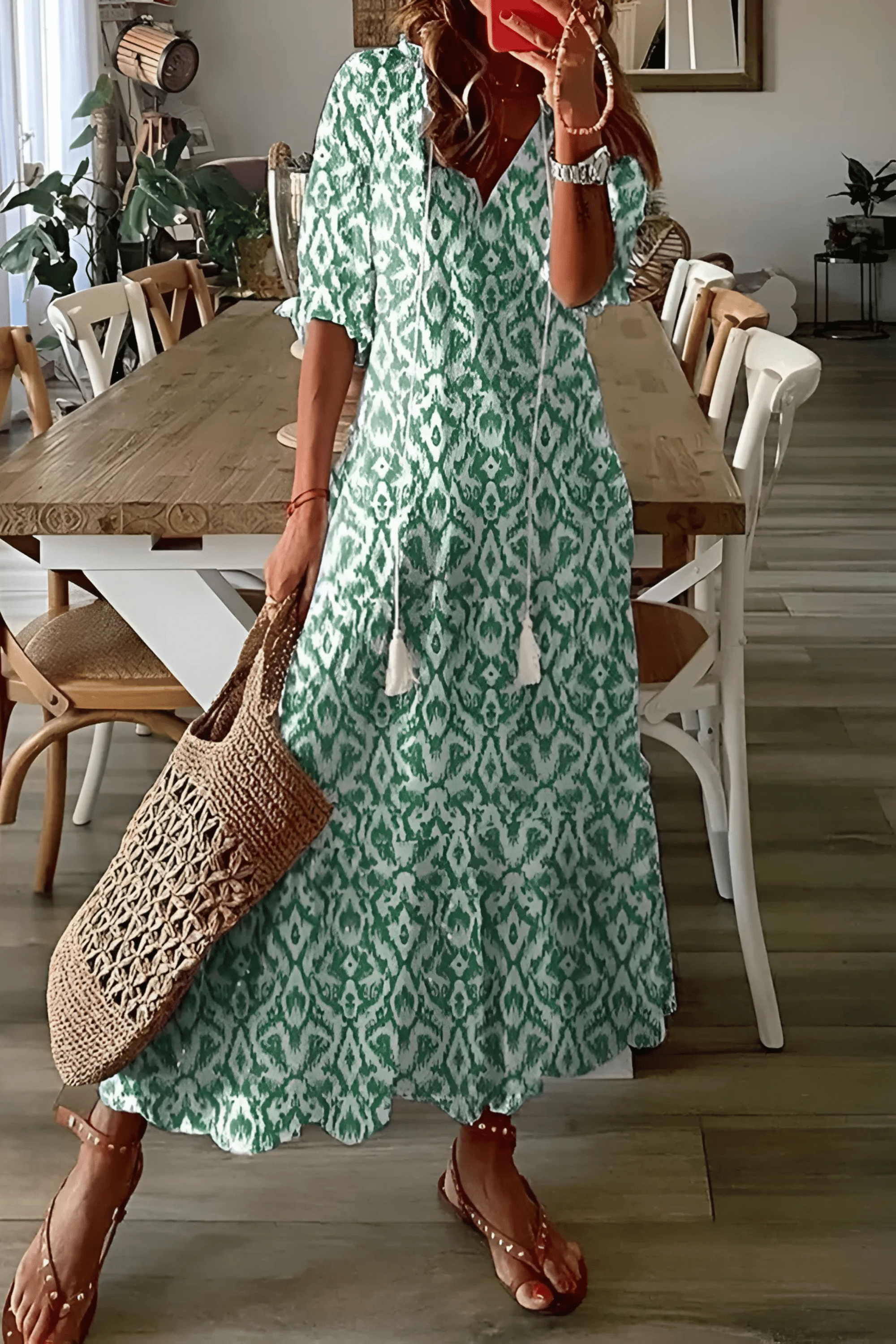 Juliette - Luchtige midi jurk met print dames