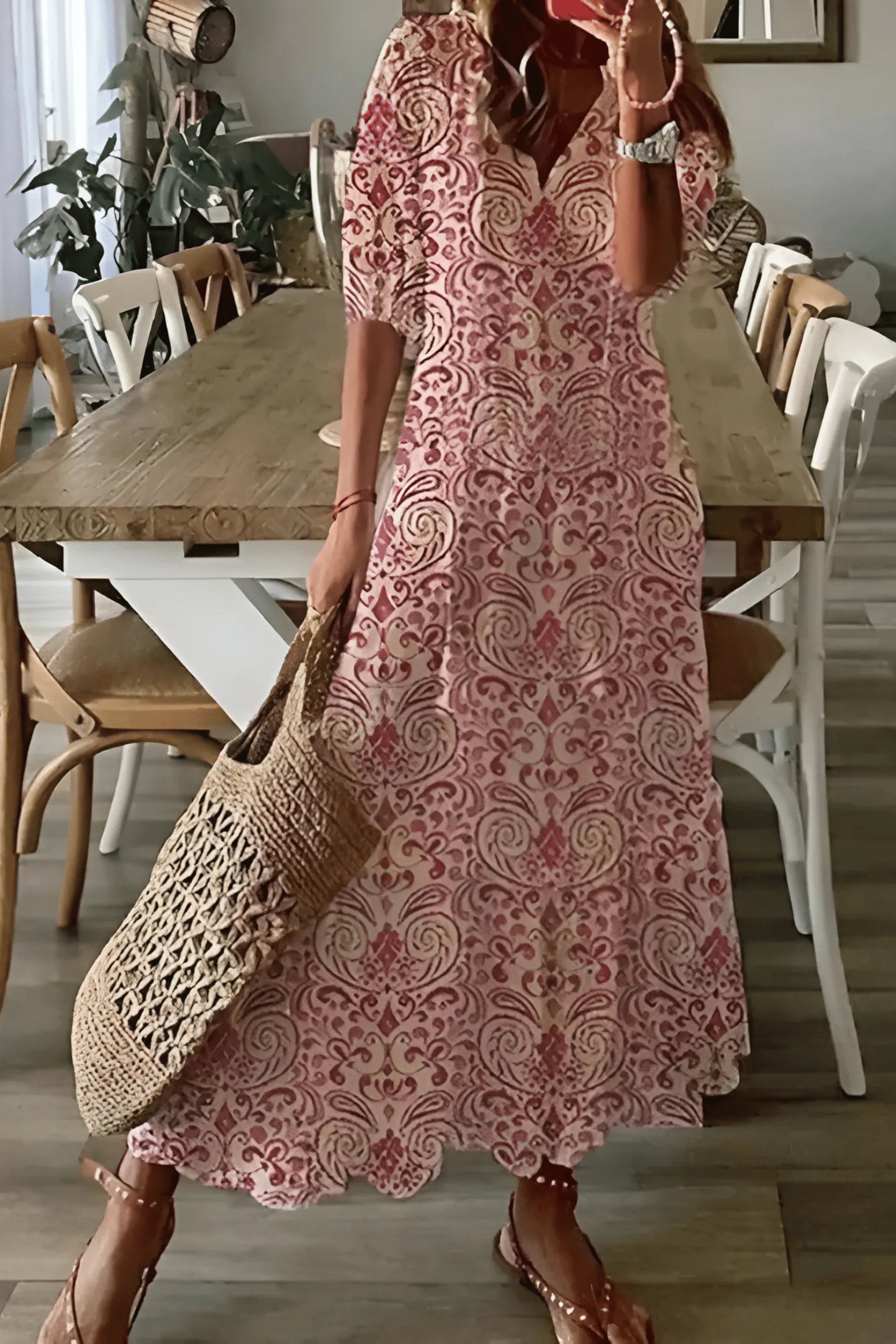 Juliette - Luchtige midi jurk met print dames