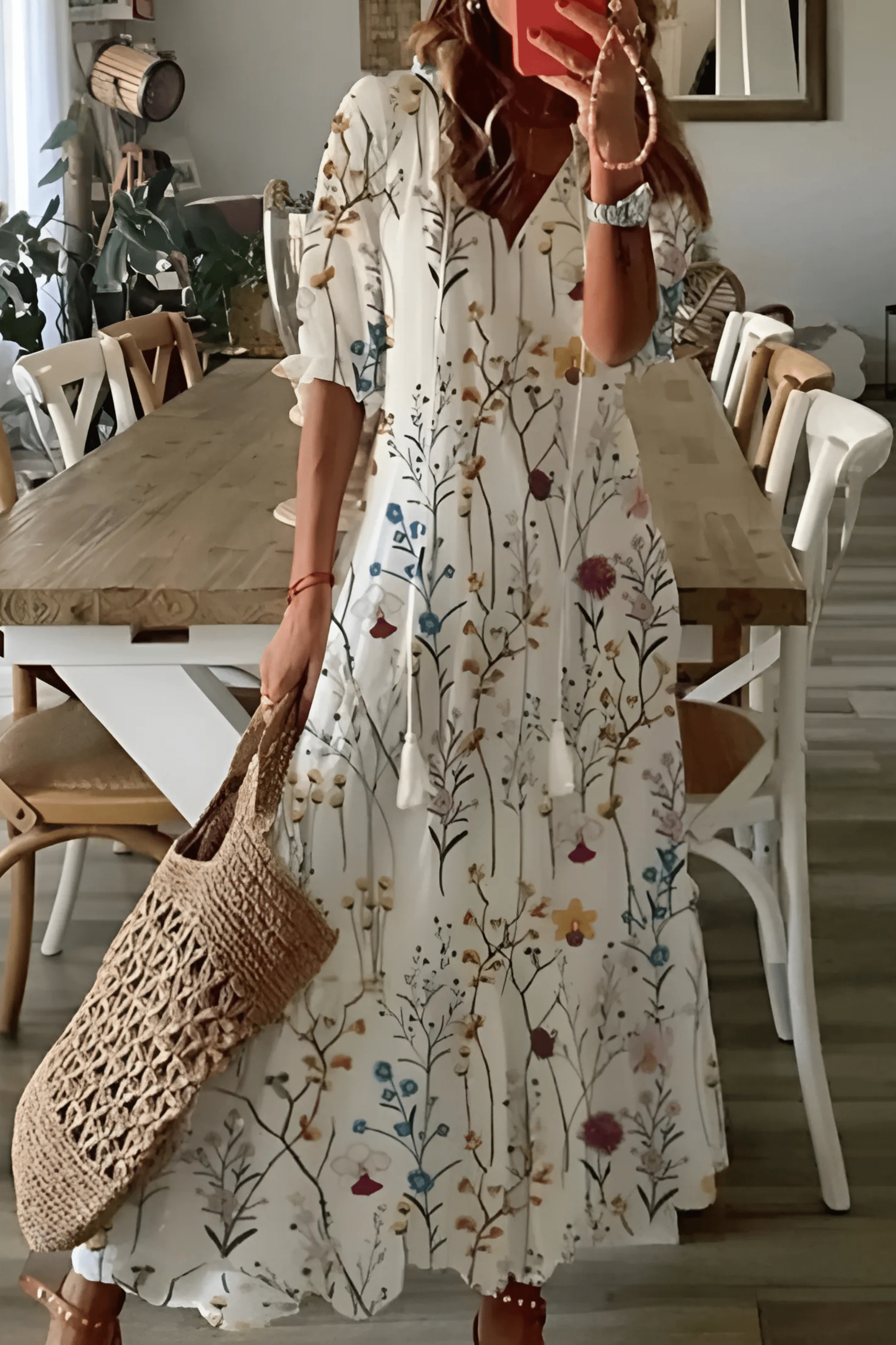 Juliette - Luchtige midi jurk met print dames