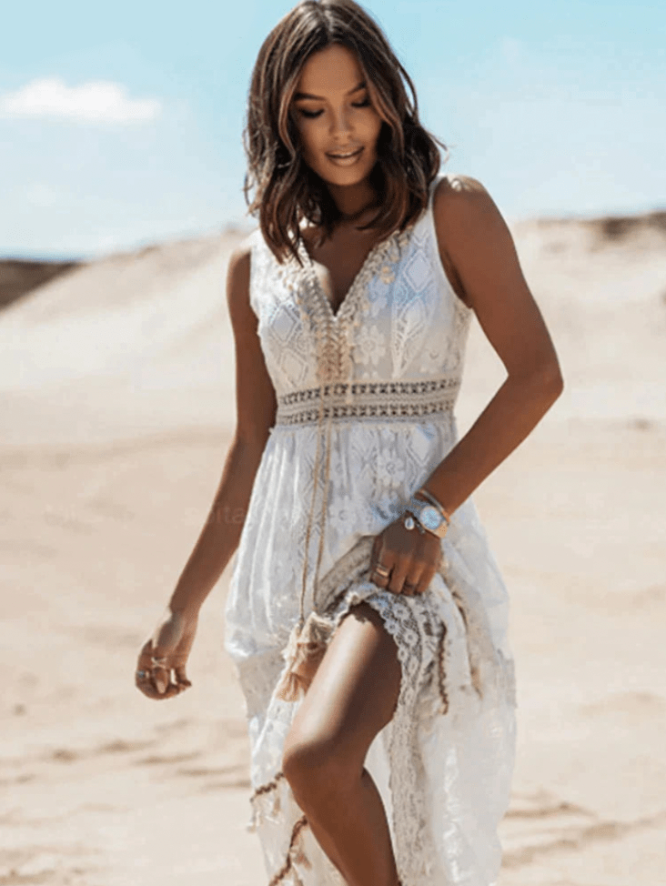 Zoeline - Maxi boho jurk van kant dames