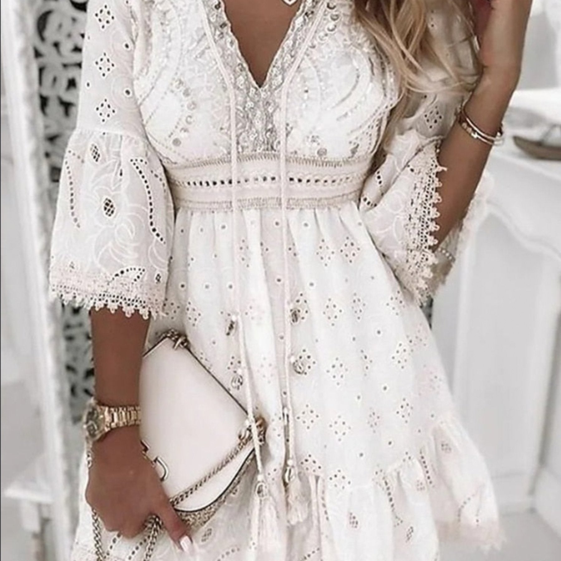 Leane - Boho mini jurk dames