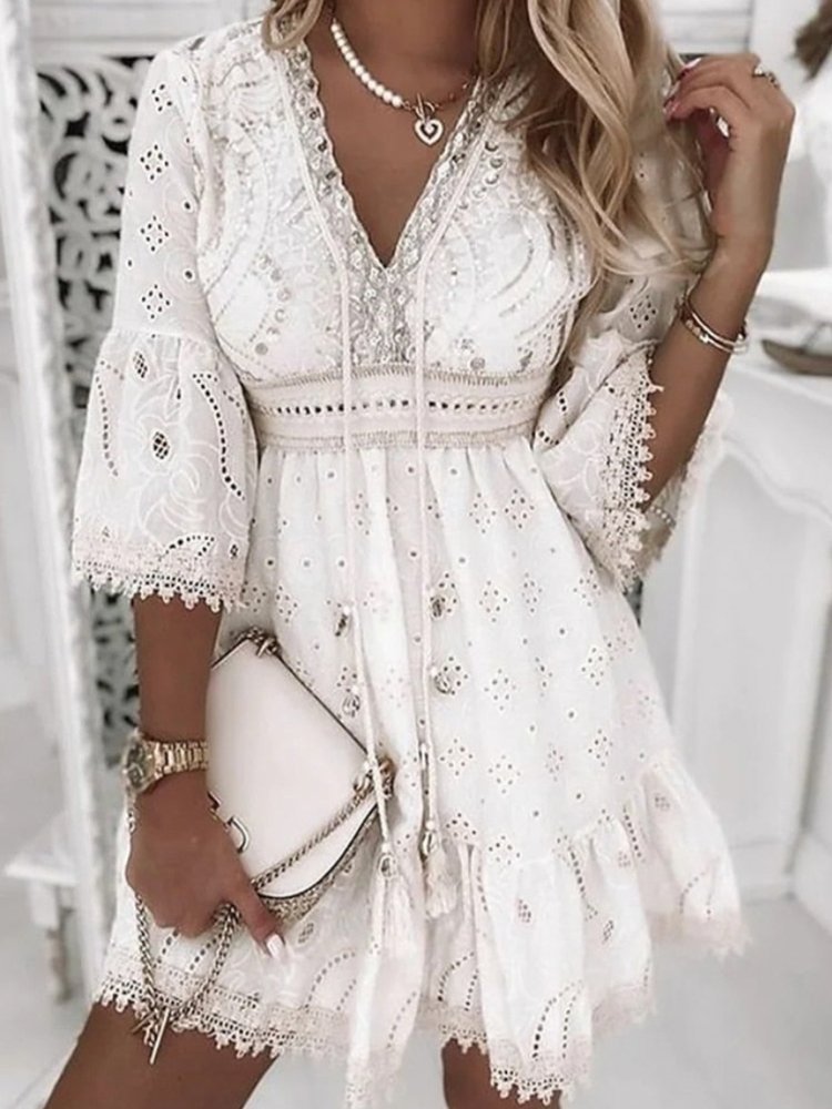 Leane - Boho mini jurk dames