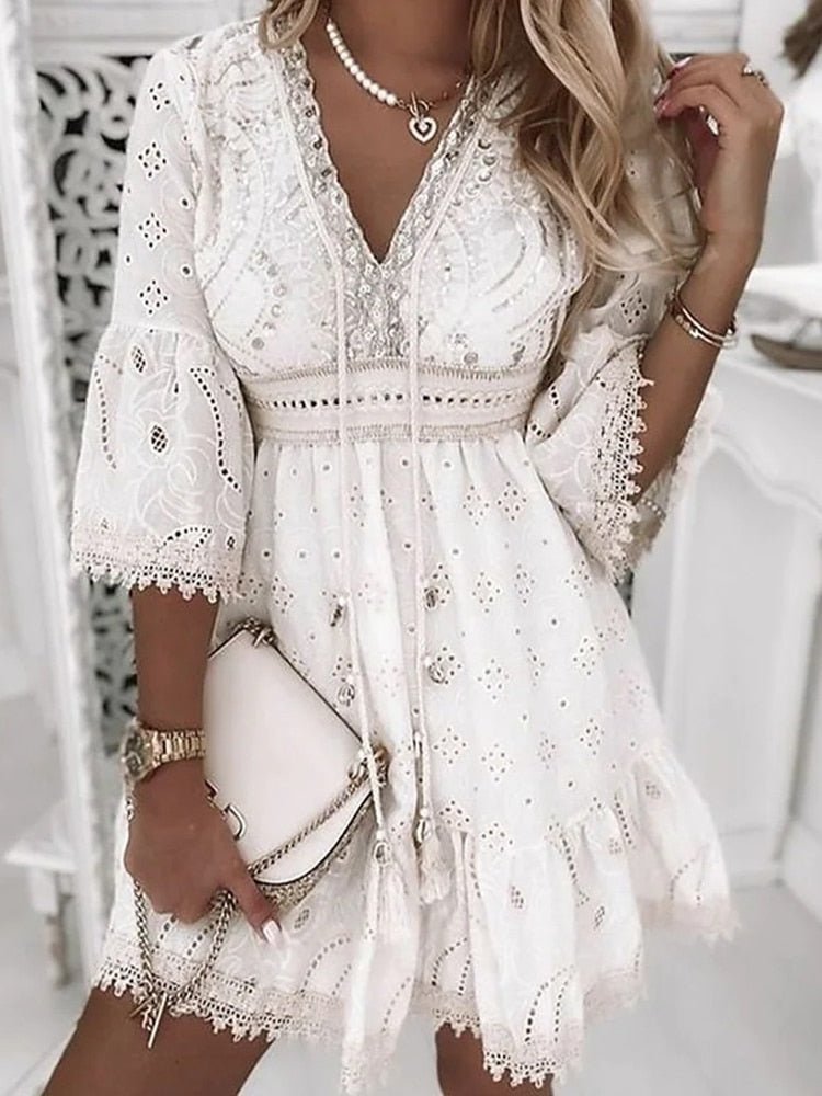 Leane - Boho mini jurk dames