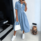 Johanna - Midi denim jurk dames