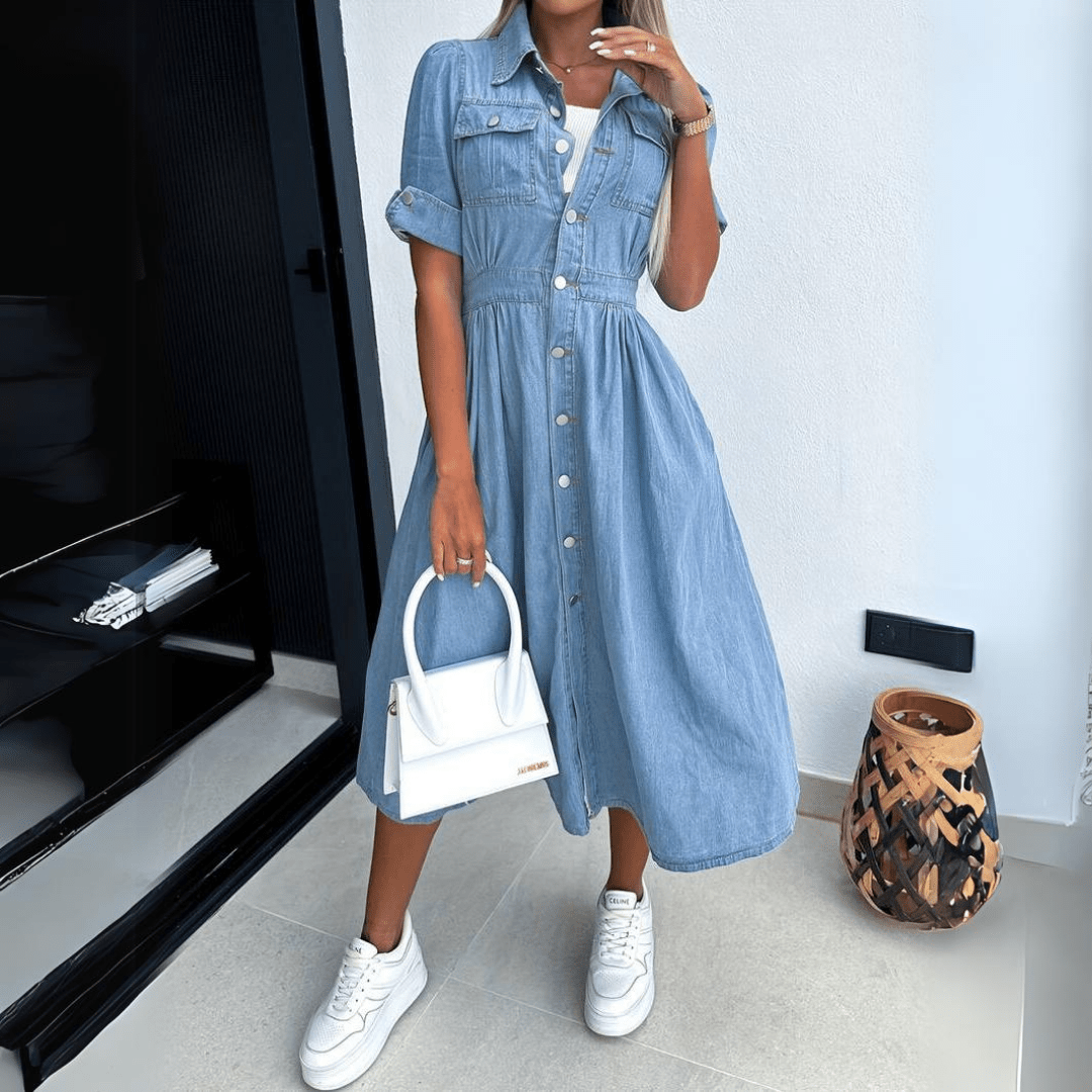 Johanna - Midi denim jurk dames
