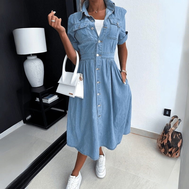 Johanna - Midi denim jurk dames