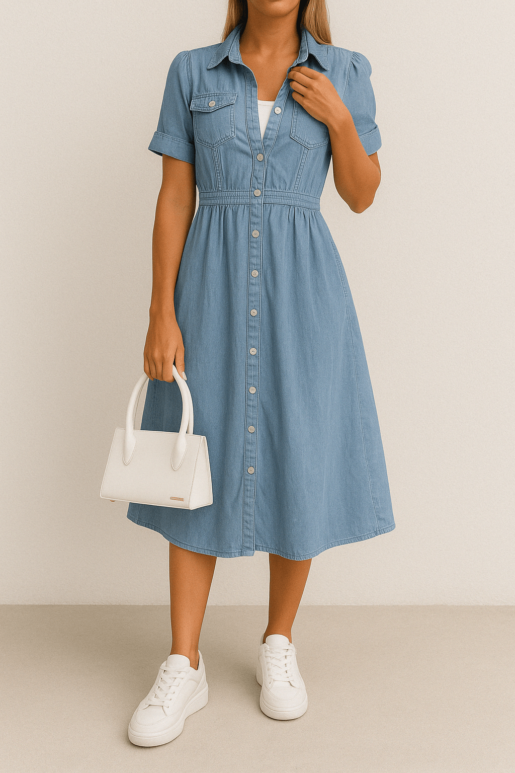 Johanna - Midi denim jurk dames