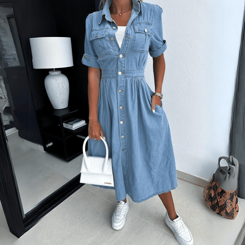 Johanna - Midi denim jurk dames