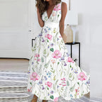 Victoria - Midi jurk met bloemenprint en V-hals dames