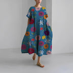 Ines - Midi jurk met print en losse pasvorm dames