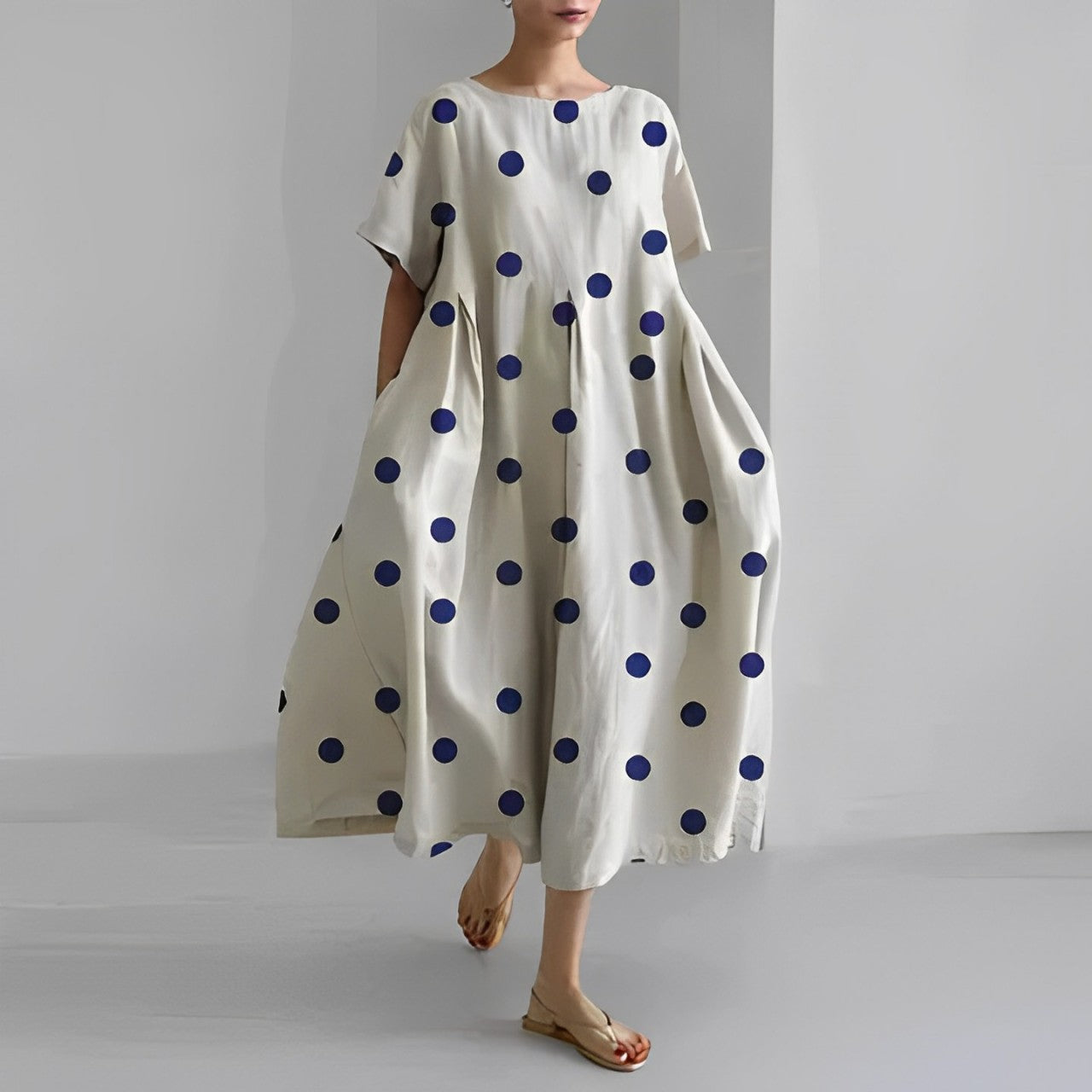Ines - Midi jurk met print en losse pasvorm dames