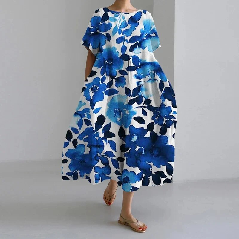 Ines - Midi jurk met print en losse pasvorm dames