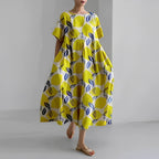 Ines - Midi jurk met print en losse pasvorm dames