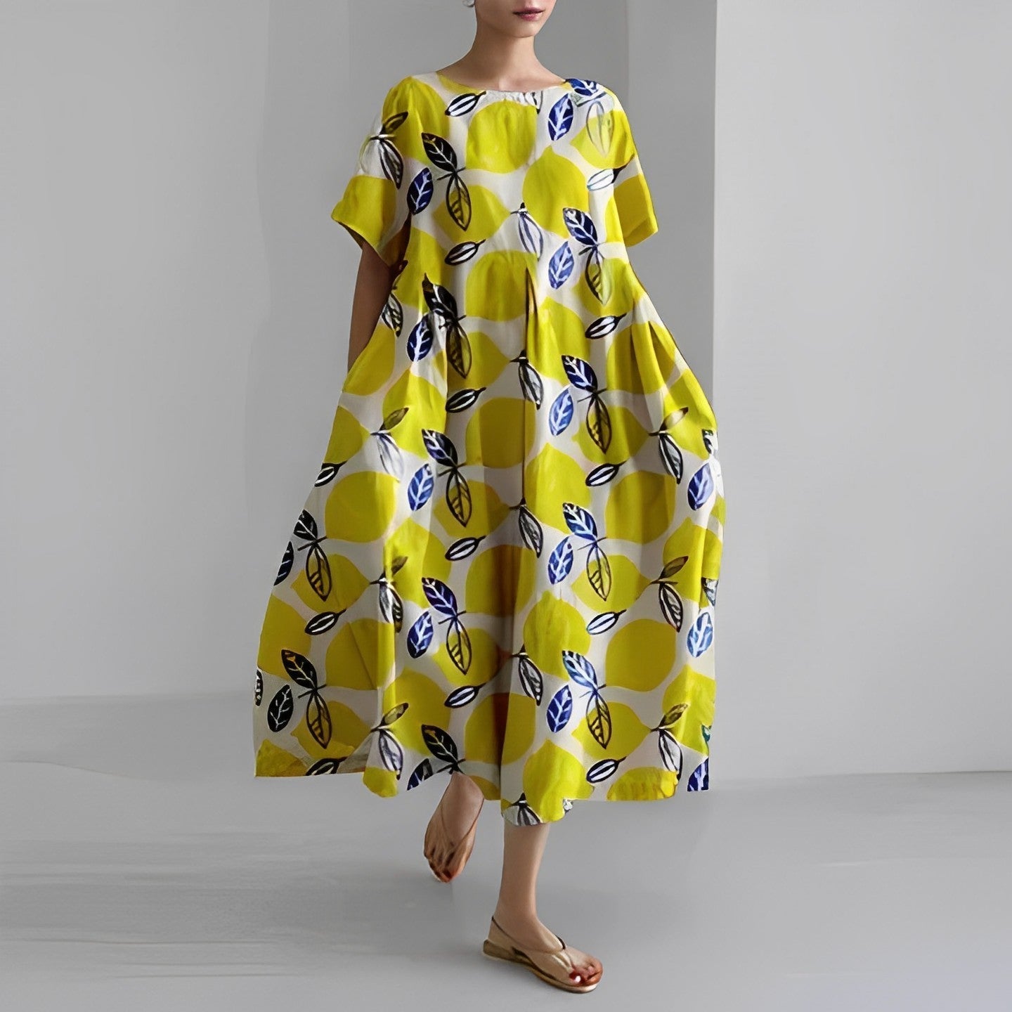 Ines - Midi jurk met print en losse pasvorm dames