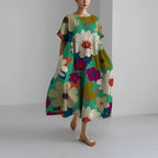 Ines - Midi jurk met print en losse pasvorm dames