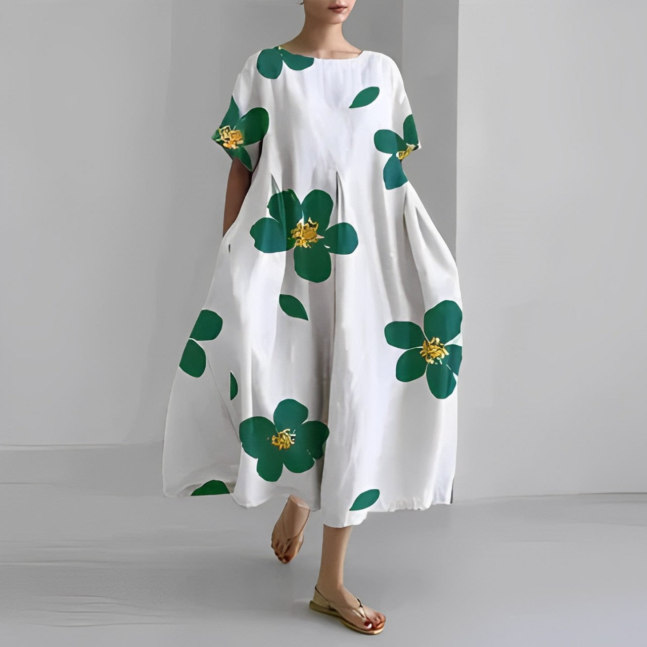 Ines - Midi jurk met print en losse pasvorm dames