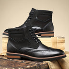 Nette schoenen heren enkelhoog met veters en brogue 1