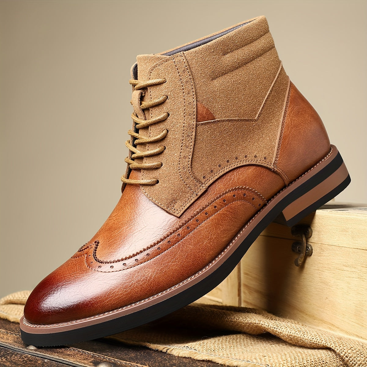 Nette schoenen heren enkelhoog met veters en brogue 10