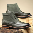 Nette schoenen heren enkelhoog met veters en brogue 2